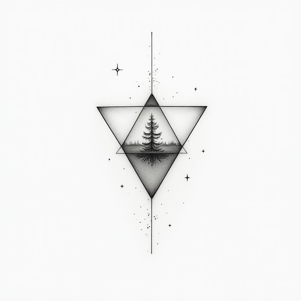 I want a couple tattoo to remember our Florida vacationin minimalist style tattoo, featuring simple shapes and fine lines, with minimal shading and details, tiny triangles, creating a sense of balance and harmony