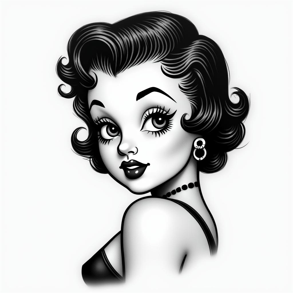 50s style Betty boophigly detailed tattoo