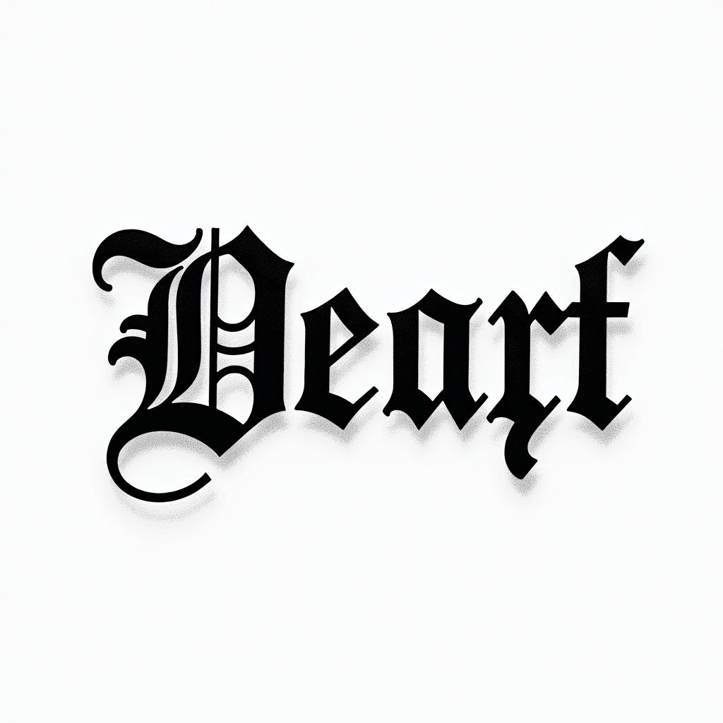 Hahahahahtext-based tattoo, gothic font ultra-realistic, perfectly placed, high-quality font design, photo-realistic shading, 8k, high quality, finely detailed typography - Variation 2