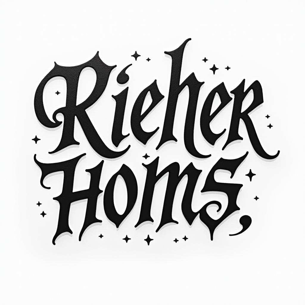 Hahahahahtext-based tattoo, gothic font ultra-realistic, perfectly placed, high-quality font design, photo-realistic shading, 8k, high quality, finely detailed typography - Variation 3