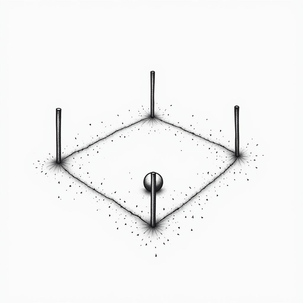Rugby scrum with the phrase "You don't have ππ for the scrum" with the posts and ball.in minimalist style tattoo, featuring simple shapes and fine lines, with minimal shading and details, tiny triangles, creating a sense of balance and harmony - Variation 3