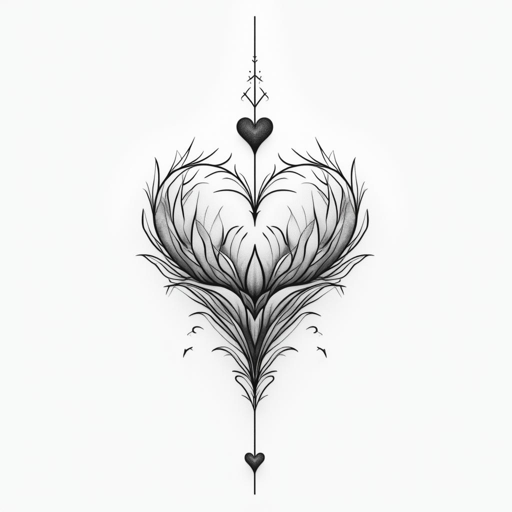 Memorial for brother that passed awayin Modest style tattoo, featuring soft, delicate line work with simple and meaningful symbols, gentle waves, a heart, evoking a sense of serenity and grace, - Variation 4