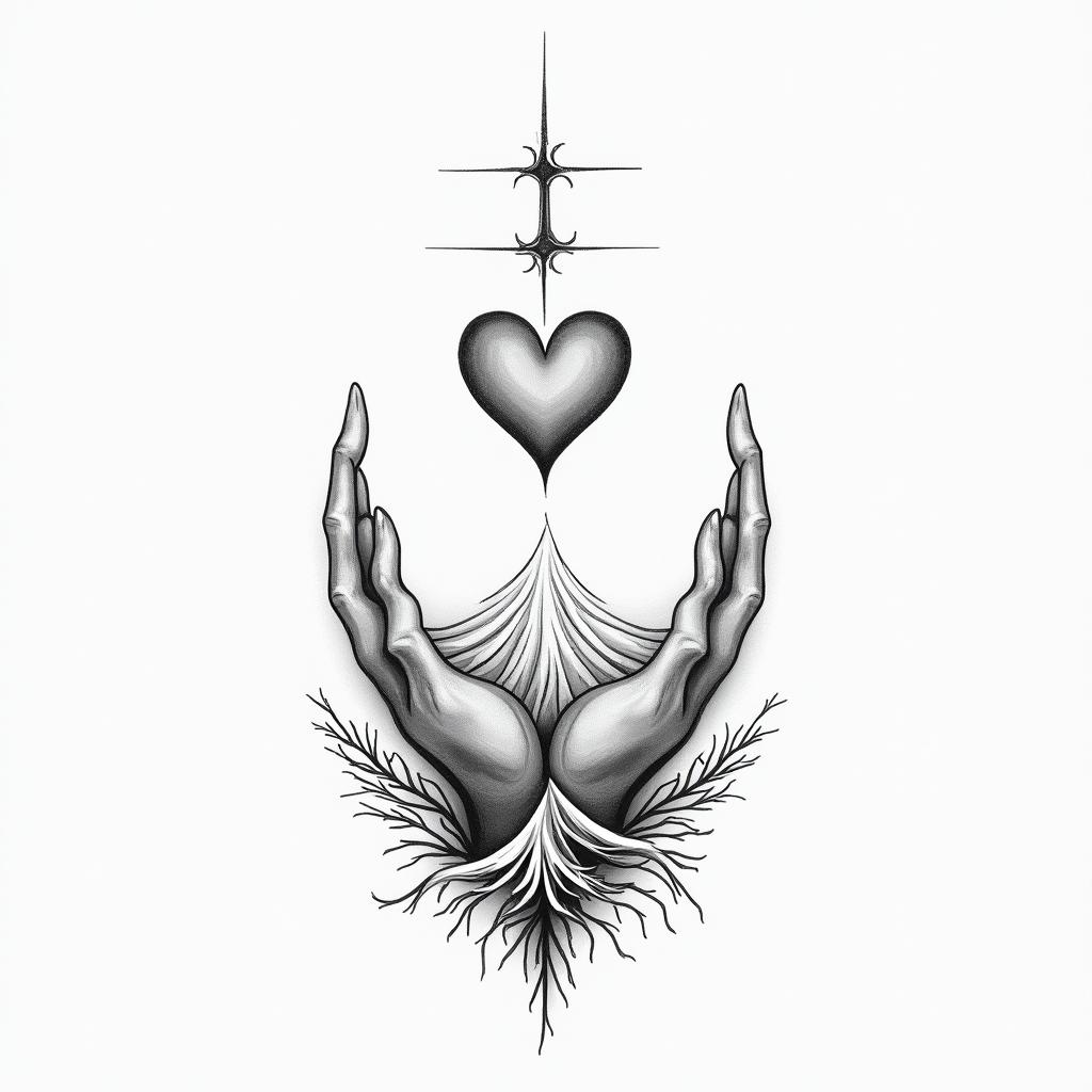 Memorial for brother that passed awayin Modest style tattoo, featuring soft, delicate line work with simple and meaningful symbols, gentle waves, a heart, evoking a sense of serenity and grace,