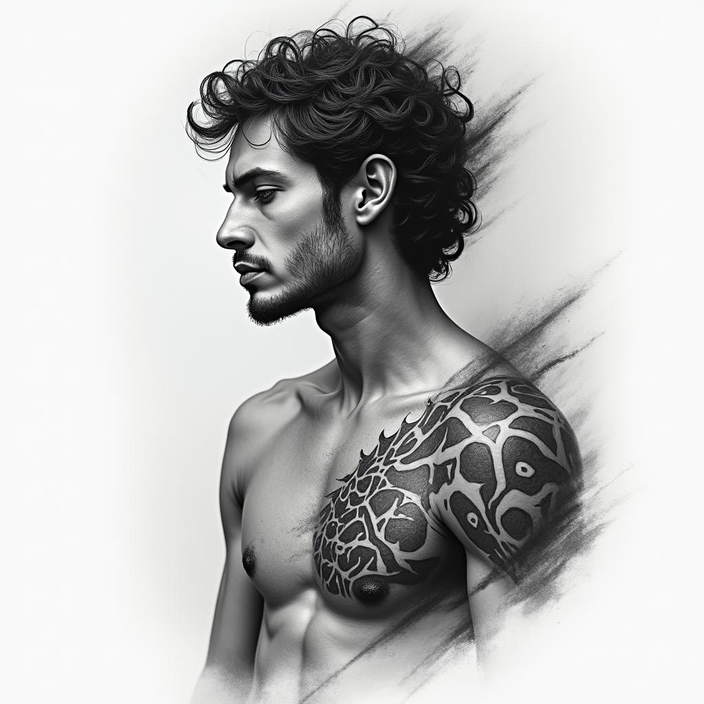 Strength and over coming fears confidence in myself pushing myself alwaysin realism tattoo style, featuring a highly detailed, lifelike, capturing every detail, photorealistic, ultra realistic, intricate shading, smooth and sharp,   - Variation 4