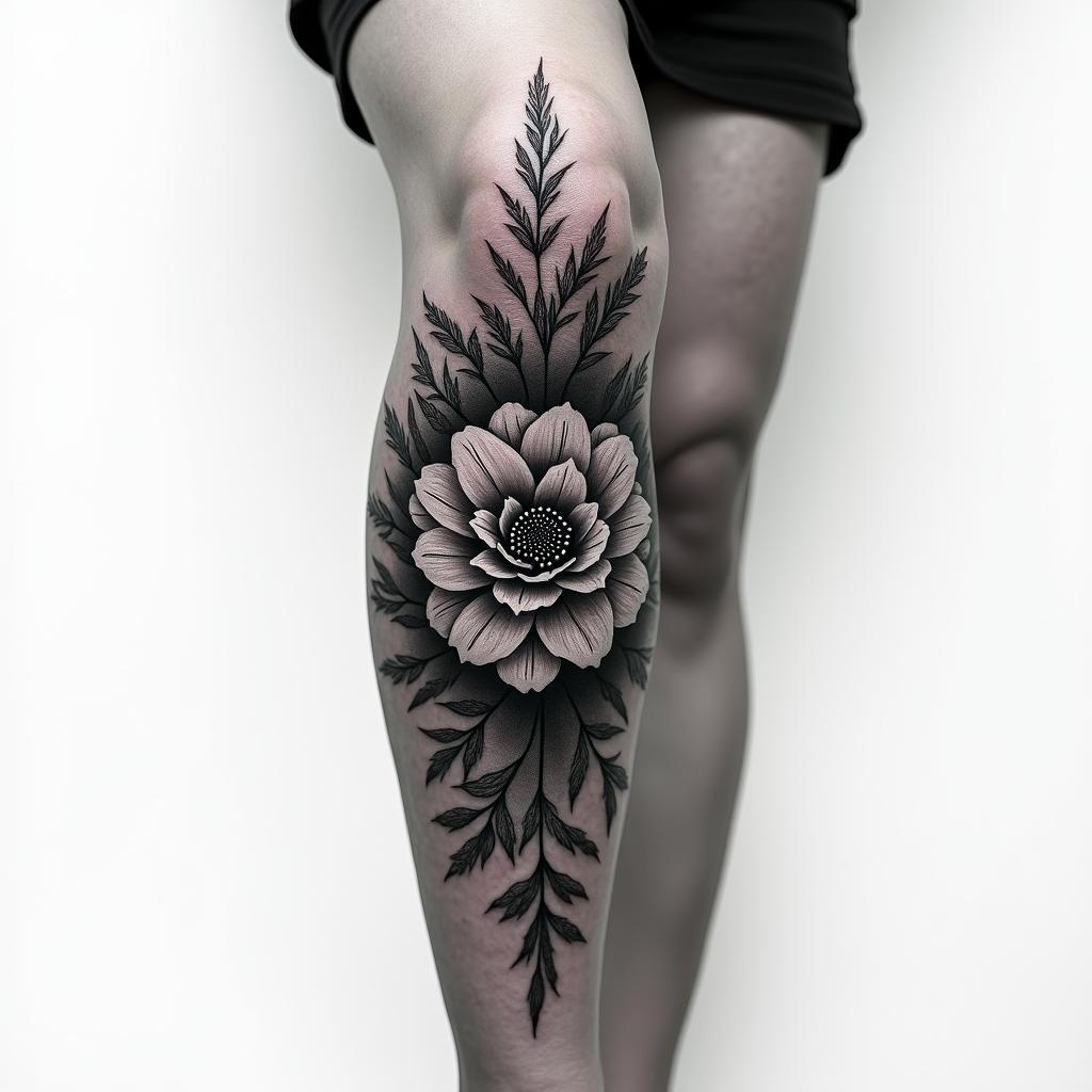 Tattoo on the calfhigly detailed tattoo - Variation 2