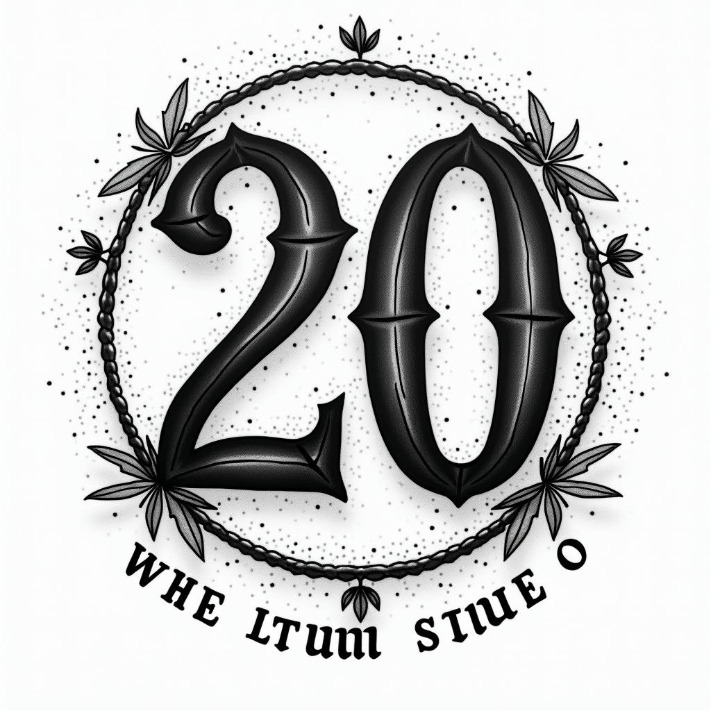 Matchbox 20 circle. Lettering around the 20higly detailed tattoo - Variation 3