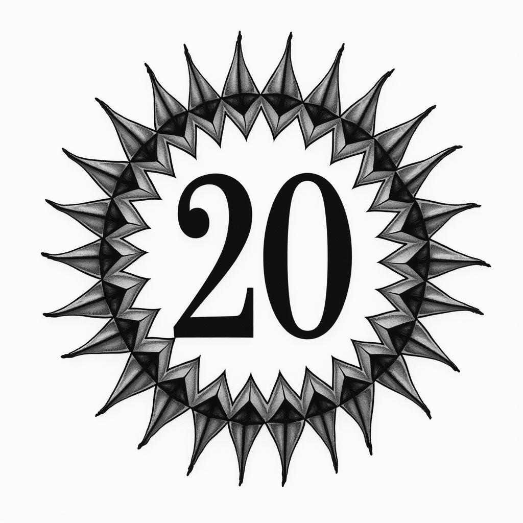 Matchbox 20 circle. Lettering around the 20higly detailed tattoo - Variation 2