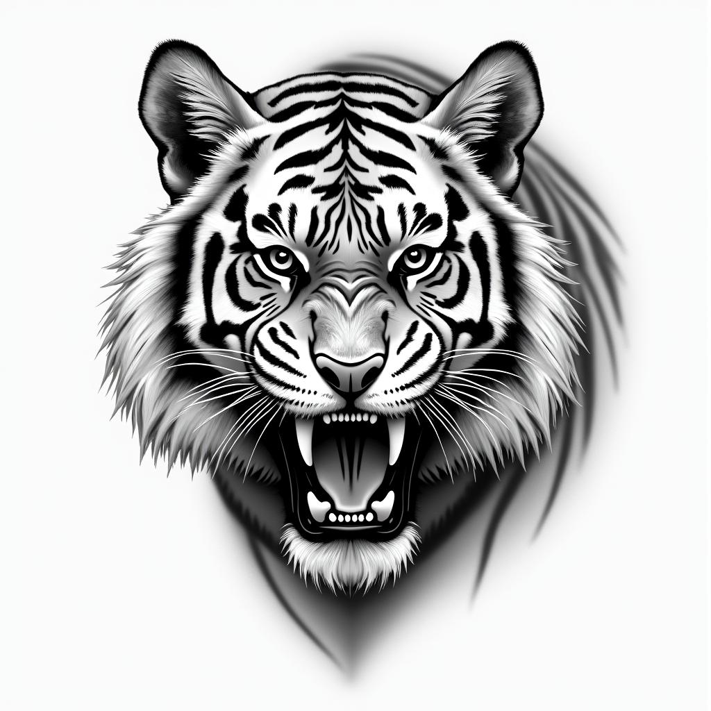 Scopio Tiger portrait orientalhigly detailed tattoo - Variation 7