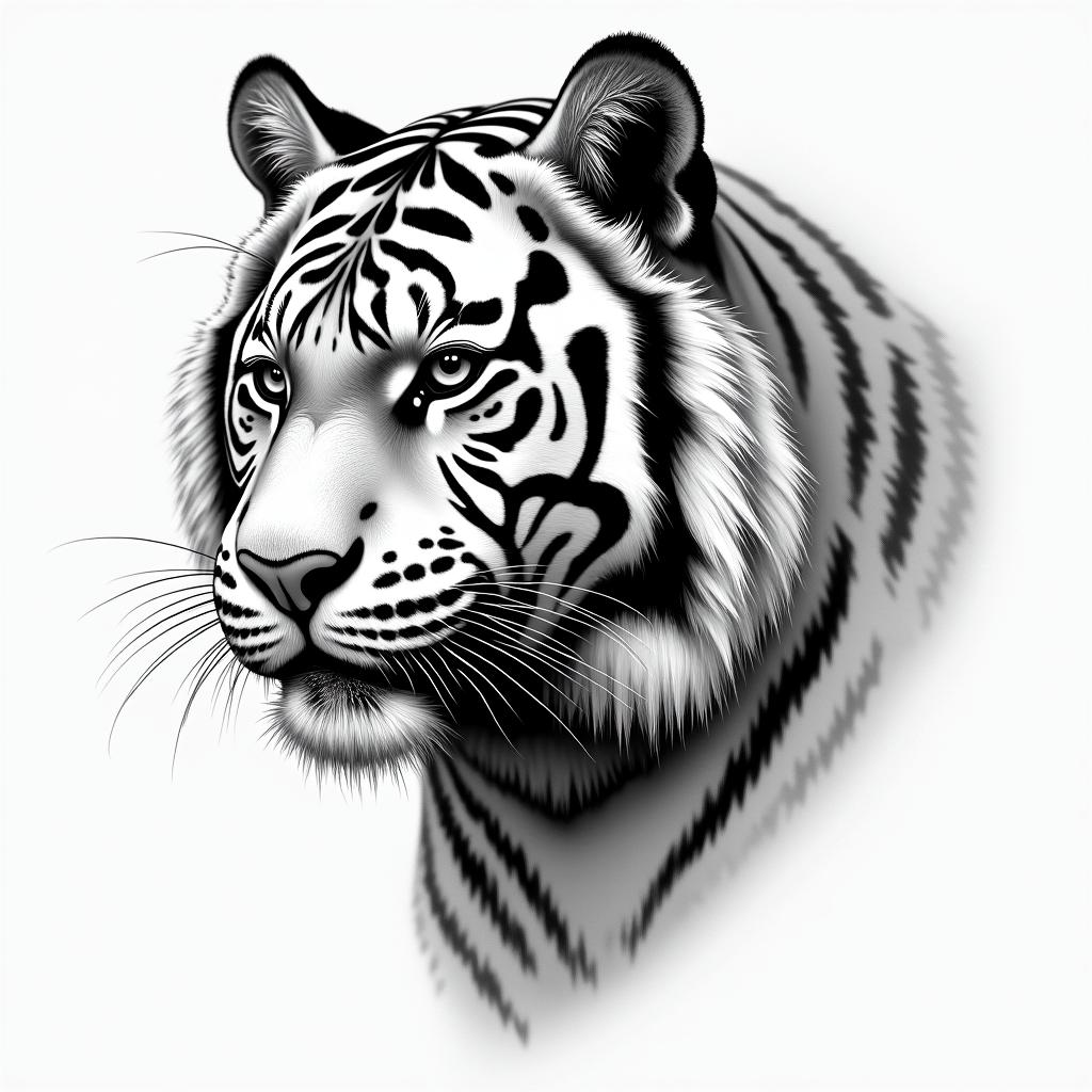 Scopio Tiger portrait orientalhigly detailed tattoo - Variation 8