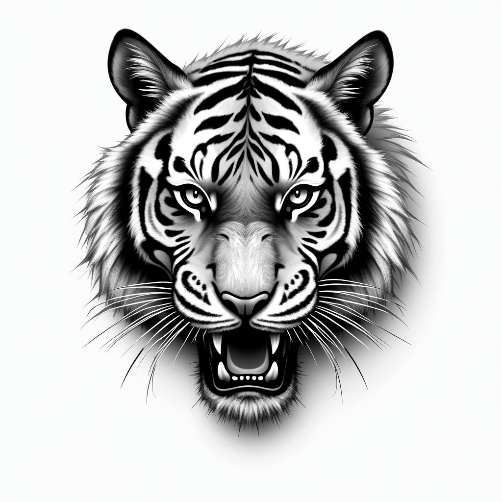 Scopio Tiger portrait orientalhigly detailed tattoo - Variation 6