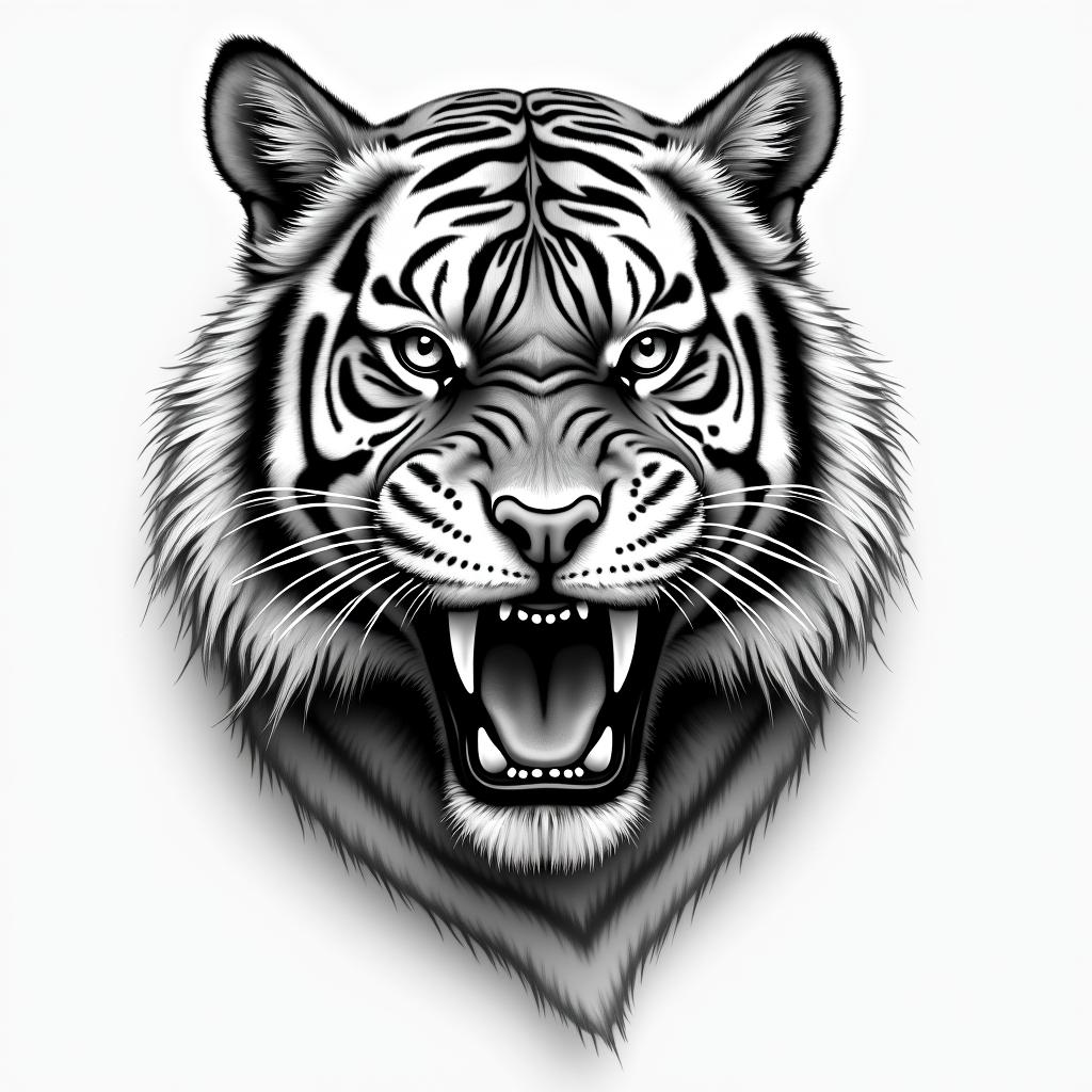 Scopio Tiger portrait orientalhigly detailed tattoo - Variation 3