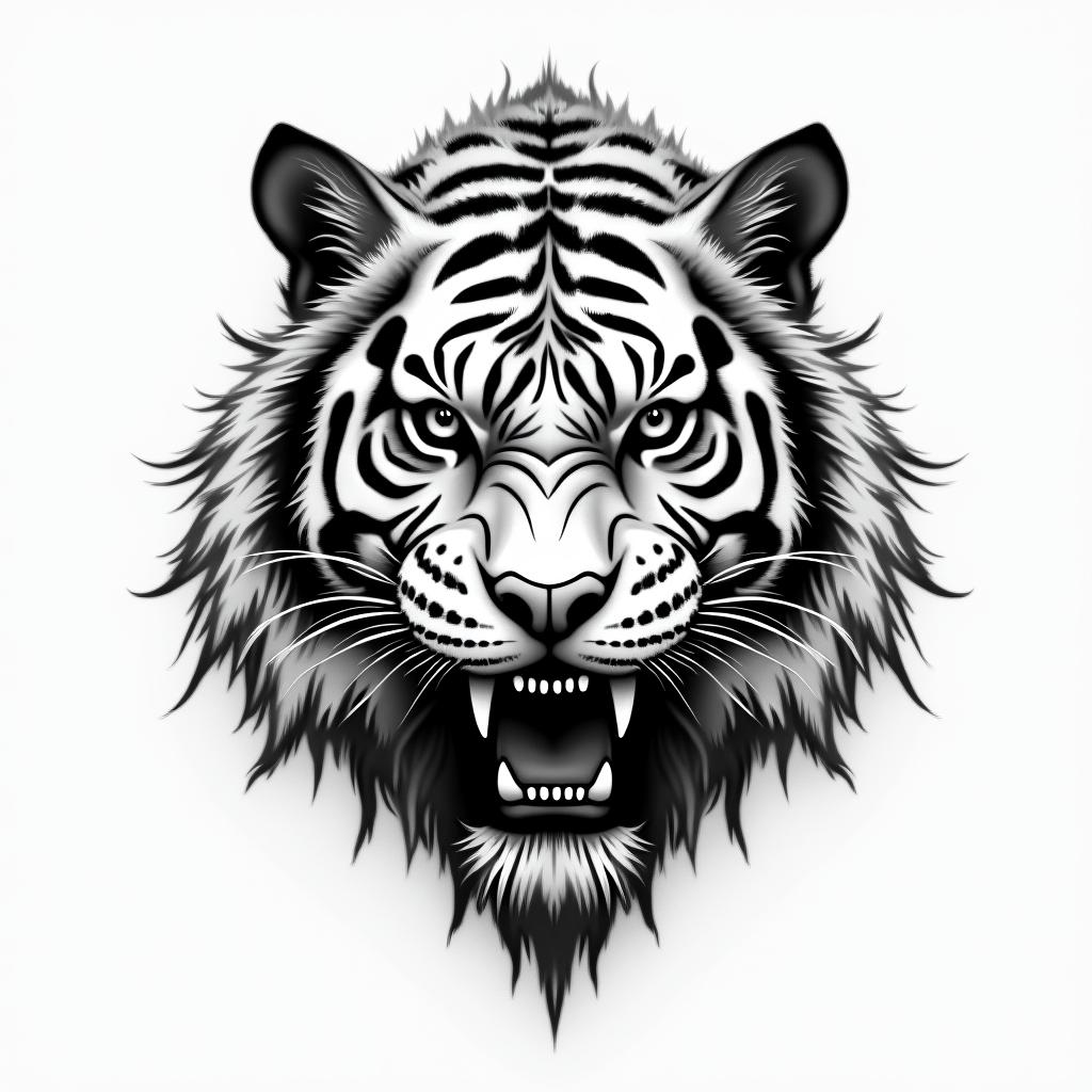 Scopio Tiger portrait orientalhigly detailed tattoo - Variation 4