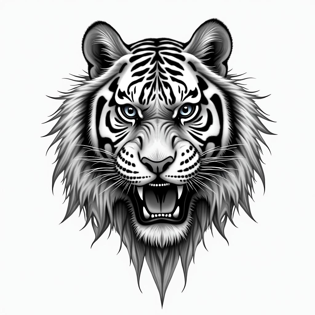 Scopio Tiger portrait orientalhigly detailed tattoo - Variation 2