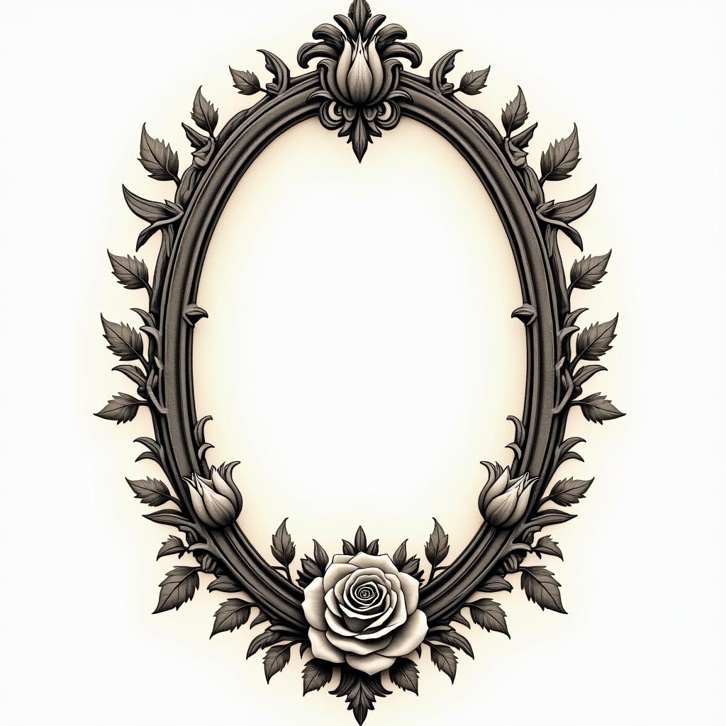 Craft, scale, born in 2000in victorian style tattoo, featuring vintage and elegant elements, ornate frames, roses, antique, sepia-toned color scheme