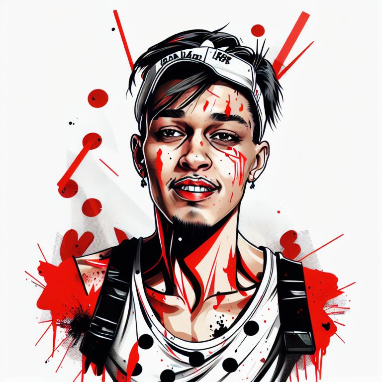 trash polka tattoo style, showcasing bold black and red ink with dynamic brush strokes and splatters. Incorporates abstract elements and expressive, chaotic lines on a solid white background. Detailed design with a high-contrast soft colored near white toned look, blending realism and abstraction to create an intense visual impactundefined - Variation 35