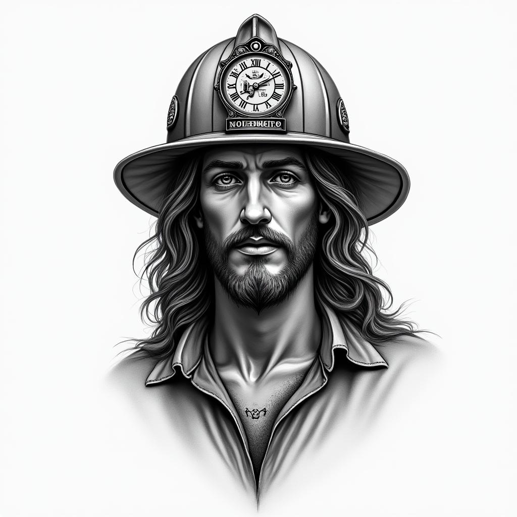 Firefighter Jesushigly detailed tattoo - Variation 4