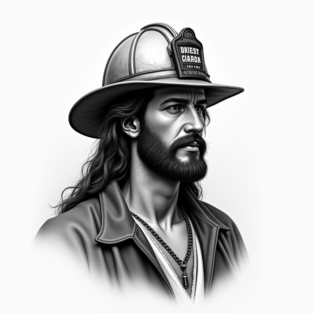 Firefighter Jesushigly detailed tattoo