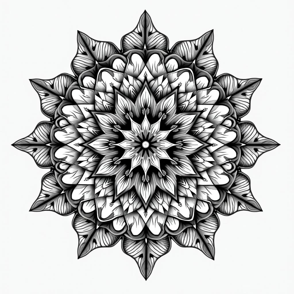 Inspired tattoo by my 3 sons, travel, beach, freedom, love and a worrior woman in geometric style tattoo, blending hexagons, mandala-inspired patterns, symmetrical and fractal design, clean lines, sharp angles - Variation 4