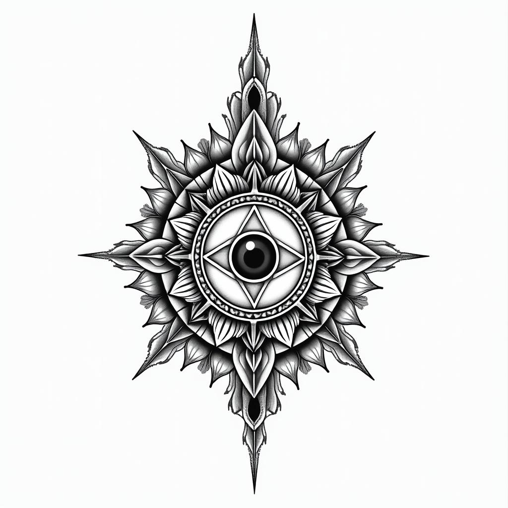 Theodoro, Libra, Belo Horizontein spiritual symbols tattoo style, featuring an intricate design incorporating elements, Hamsa hand, third eye, minimalist composition - Variation 4