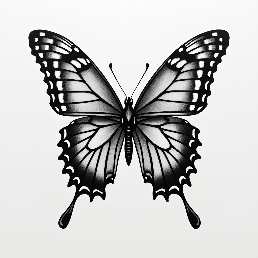 Butterflies at the ribhigly detailed tattoo - Variation 4