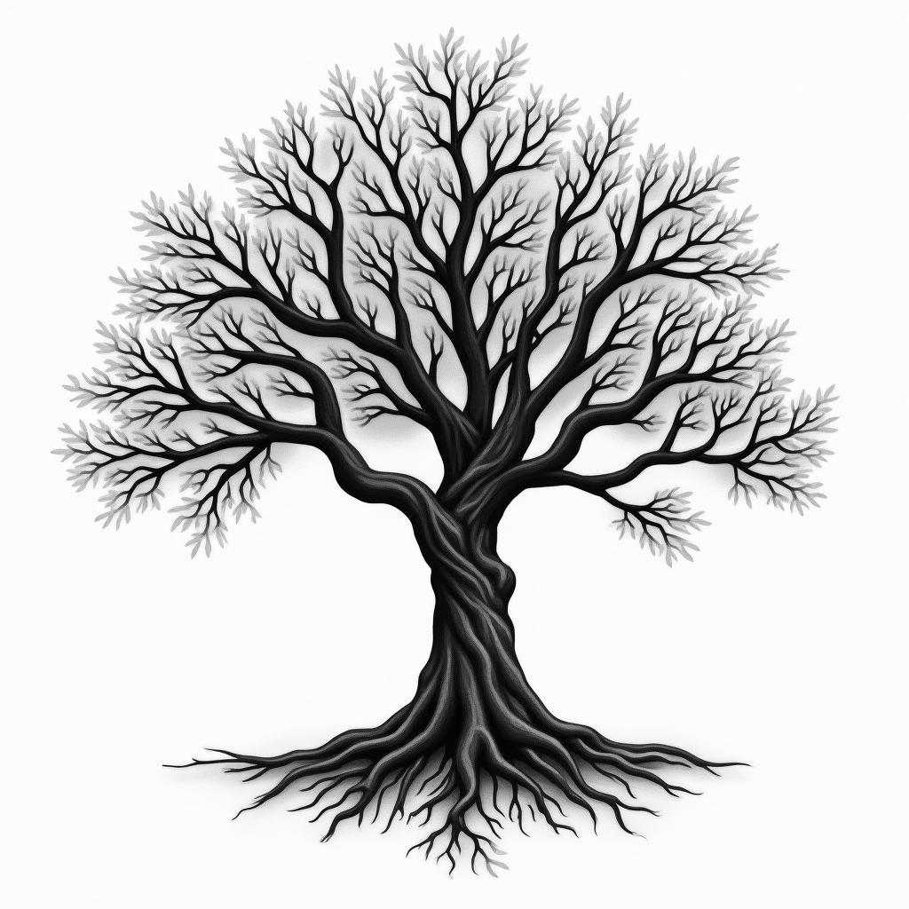 Puzzle and treehigly detailed tattoo - Variation 8