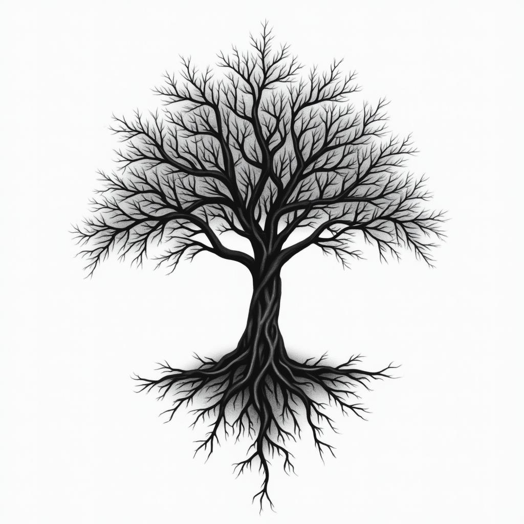 Puzzle and treehigly detailed tattoo - Variation 6