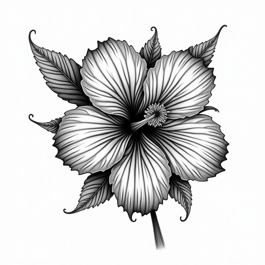 Hibiscus Jamaicain bohemian style tattoo, 8k - Variation 4