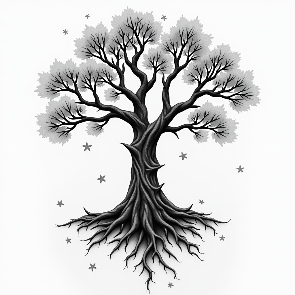 Puzzle and treehigly detailed tattoo - Variation 2