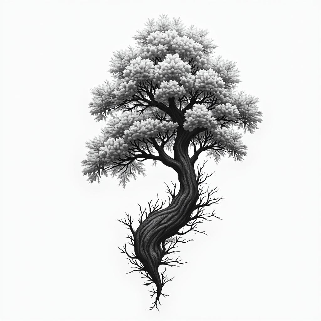 Puzzle and treehigly detailed tattoo - Variation 3
