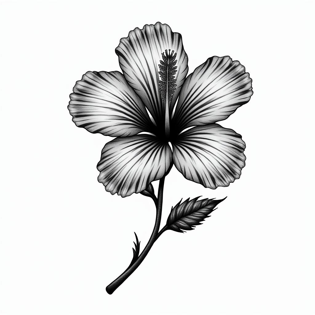 Hibiscus Jamaicain new school tattoo, pop culture, modern, detailed tattoo, illustrative