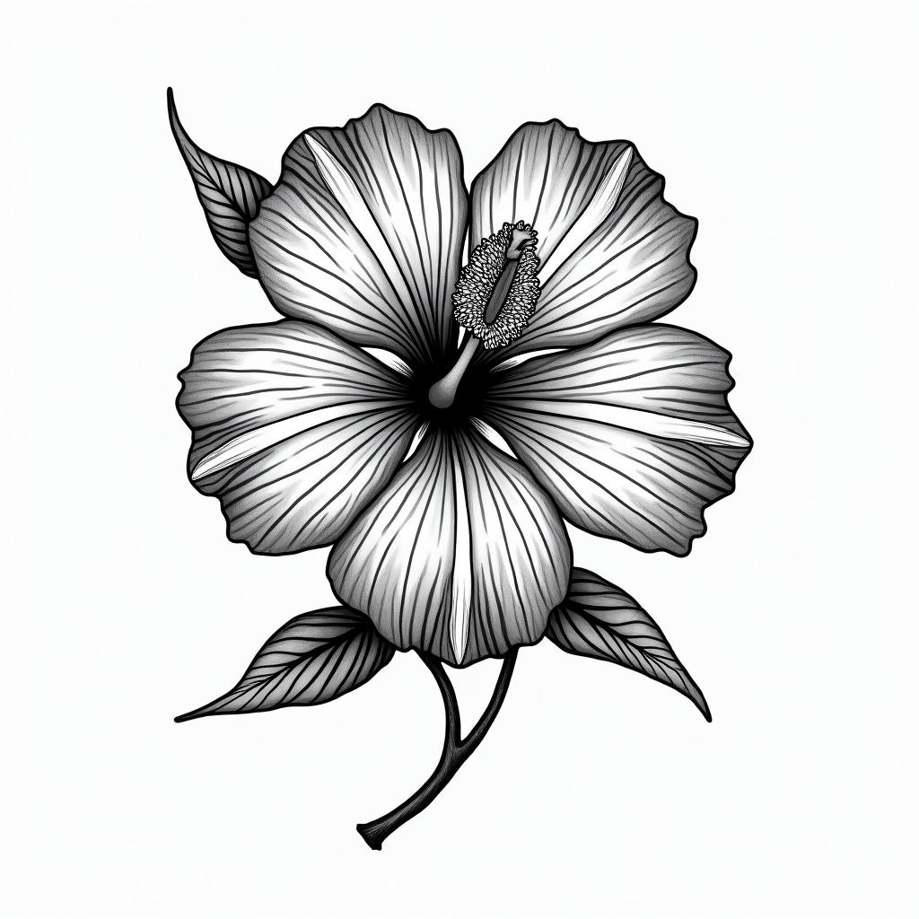 Hibiscus Jamaicain new school tattoo, pop culture, modern, detailed tattoo, illustrative - Variation 4