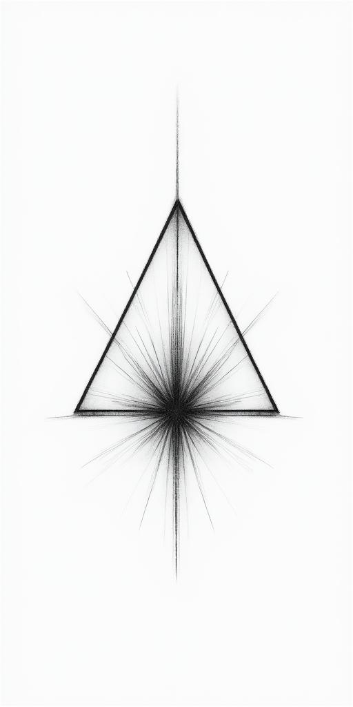 Something that reminds me of my childhood, in the countryside and when I came to the big city, Rio de Janeiro, my evolution.in minimalist style tattoo, featuring simple shapes and fine lines, with minimal shading and details, tiny triangles, creating a sense of balance and harmony