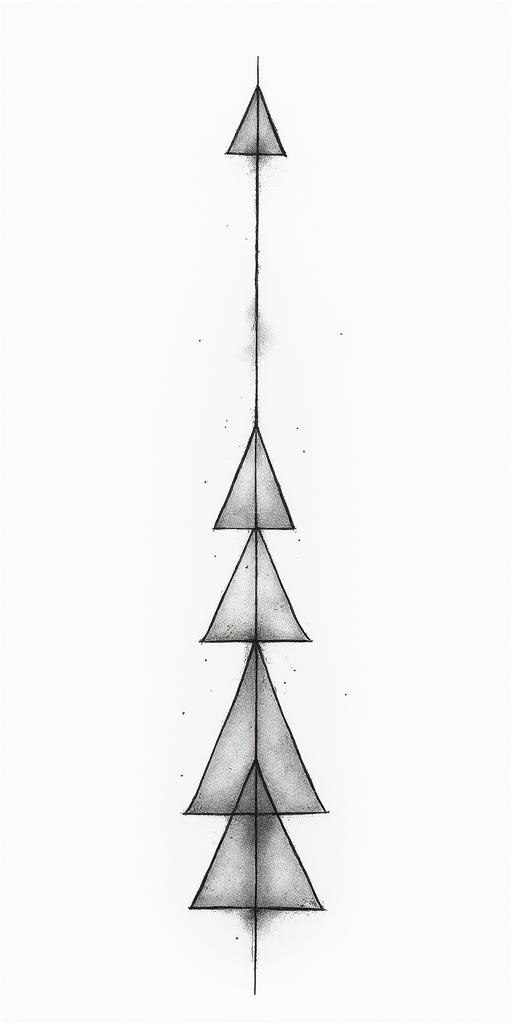 Something that reminds me of my childhood, in the countryside and when I came to the big city, Rio de Janeiro, my evolution.in minimalist style tattoo, featuring simple shapes and fine lines, with minimal shading and details, tiny triangles, creating a sense of balance and harmony - Variation 2