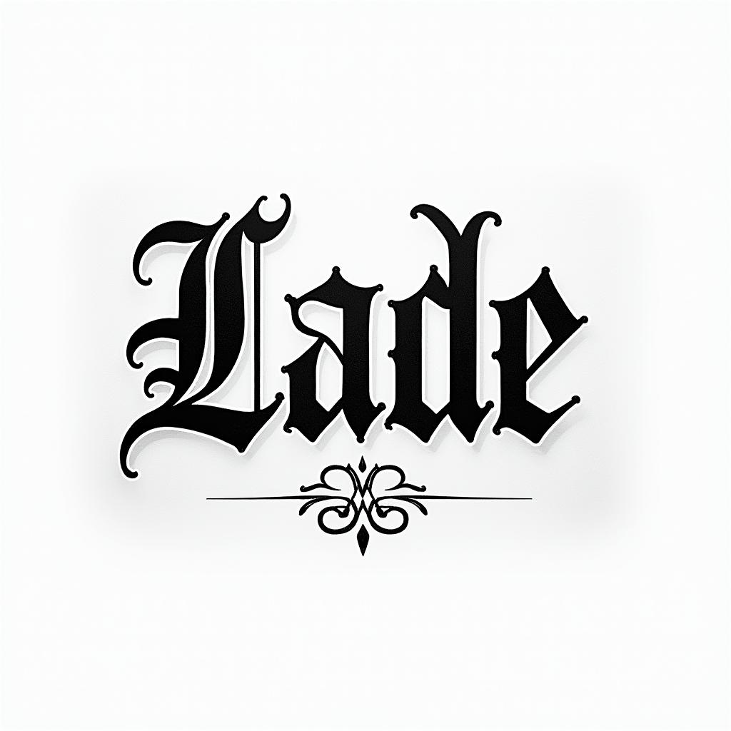Tatto com nome Jade Eloise text-based tattoo, gothic font ultra-realistic, perfectly placed, high-quality font design, photo-realistic shading, 8k, high quality, finely detailed typography - Variation 2