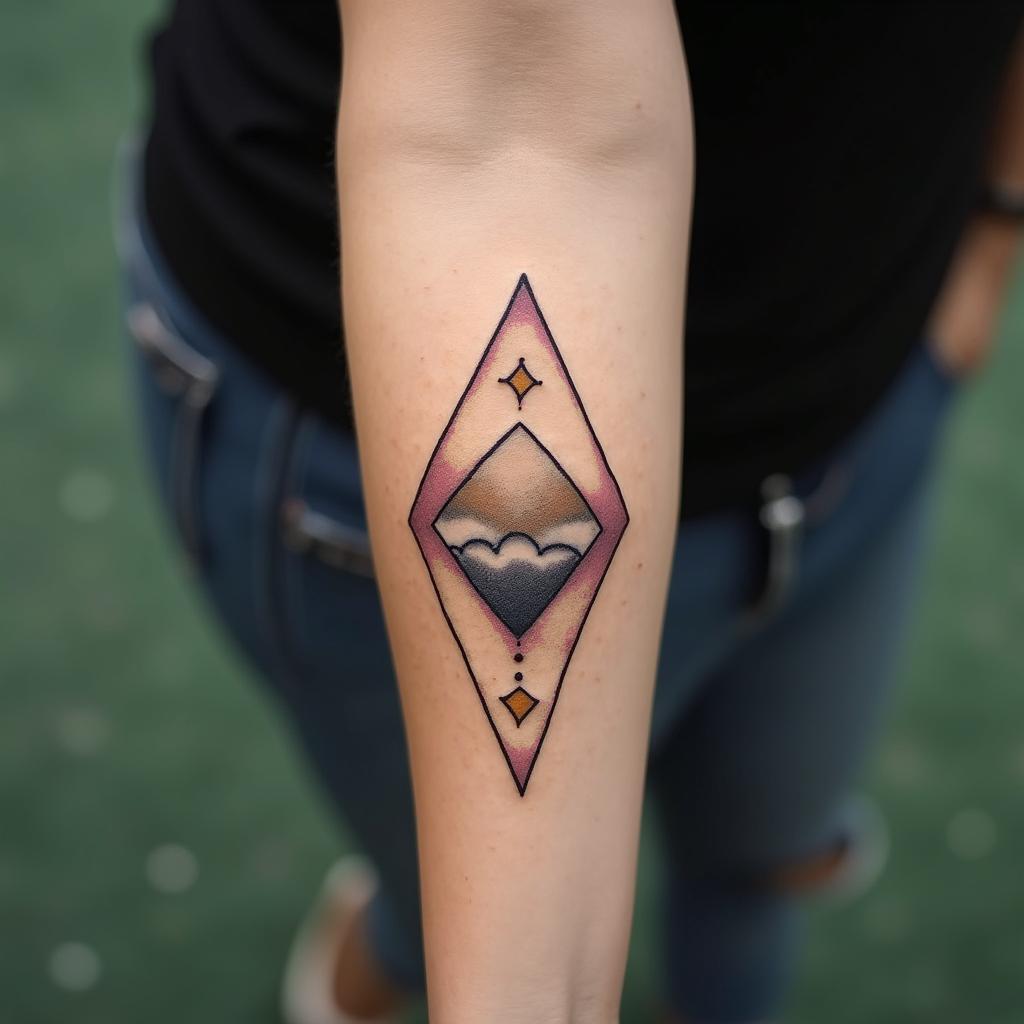 Antonietta, Aquarius, Venezuelain minimalist style tattoo, featuring simple shapes and fine lines, with minimal shading and details, tiny triangles, creating a sense of balance and harmony - Variation 3