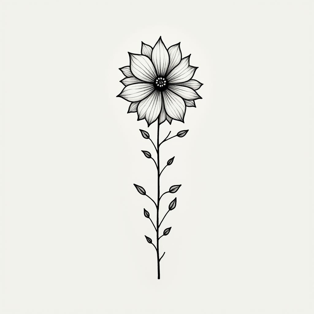 January and April birth month flowers, minimalin minimalist style tattoo, featuring simple shapes and fine lines, with minimal shading and details, tiny triangles, creating a sense of balance and harmony - Variation 2