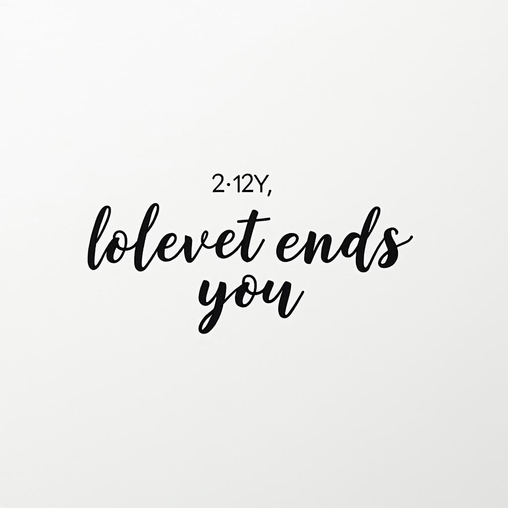 2,823 My Love Ends With Youminimalist text-based tattoo, Monospace font ultra-realistic, perfectly placed, high-quality font design, photo-realistic shading, 8k, high quality, finely detailed typograph - Variation 2