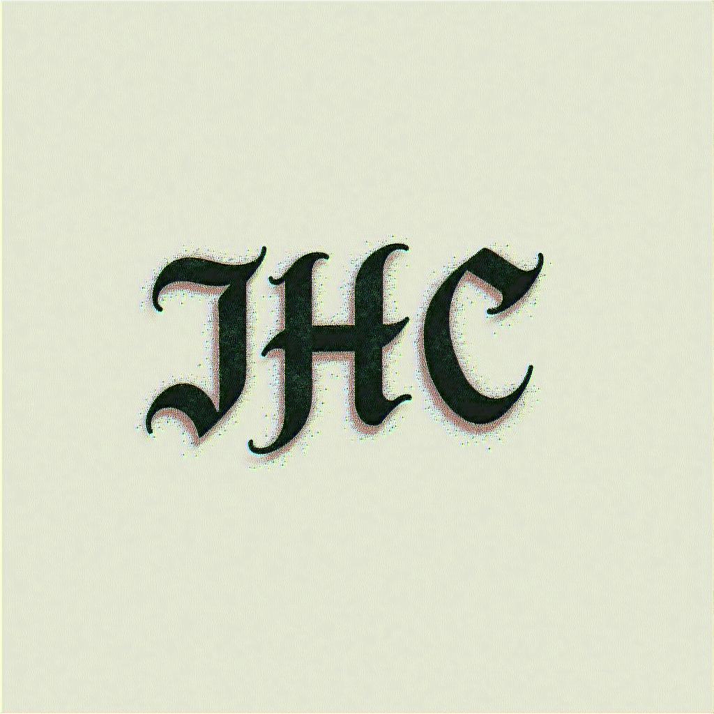JHCminimalist text-based tattoo, Monospace font ultra-realistic, perfectly placed, high-quality font design, photo-realistic shading, 8k, high quality, finely detailed typograph - Variation 4