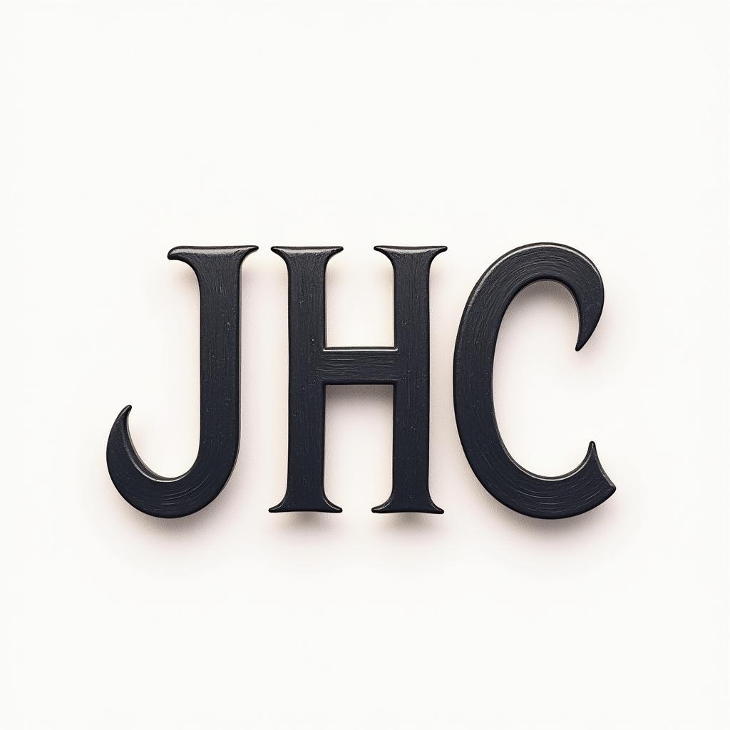 JHCminimalist text-based tattoo, Monospace font ultra-realistic, perfectly placed, high-quality font design, photo-realistic shading, 8k, high quality, finely detailed typograph - Variation 3