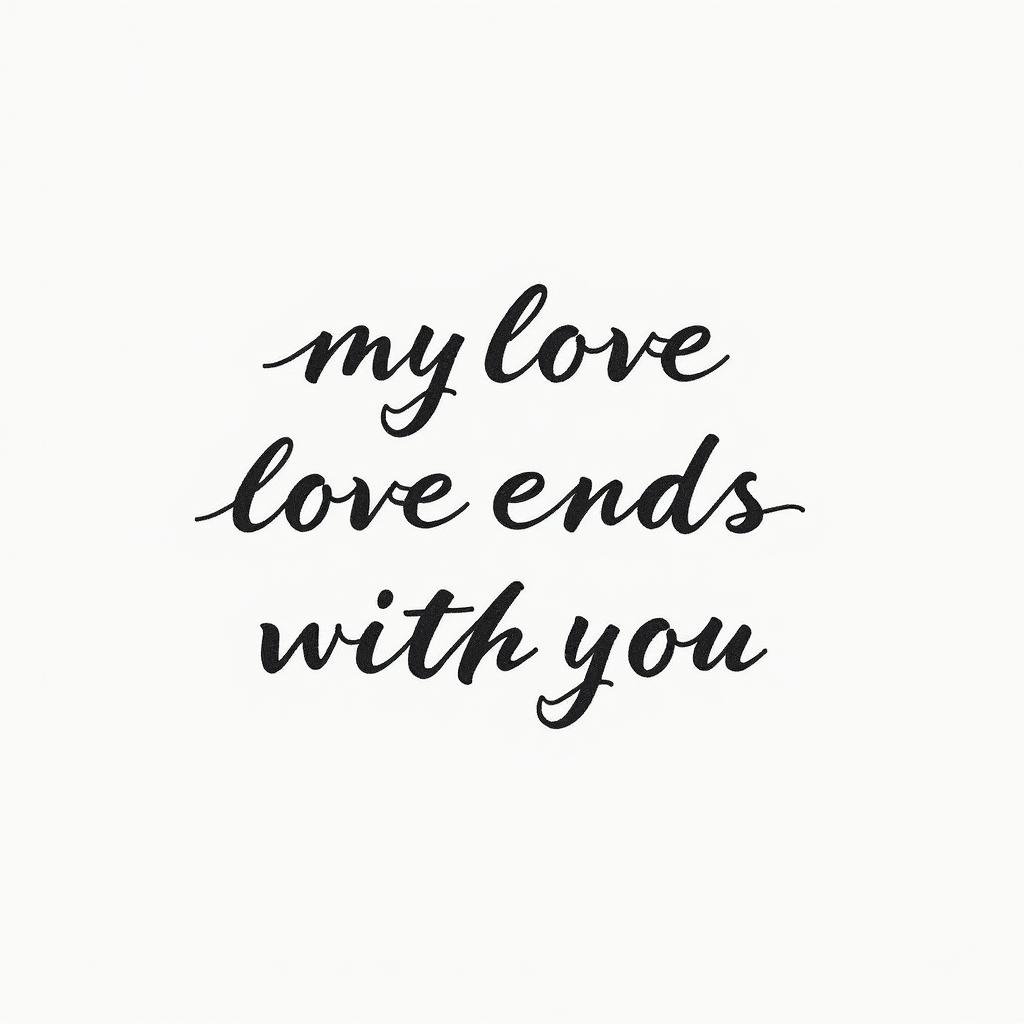 2,823 My Love Ends With Youminimalist text-based tattoo, Monospace font ultra-realistic, perfectly placed, high-quality font design, photo-realistic shading, 8k, high quality, finely detailed typograph