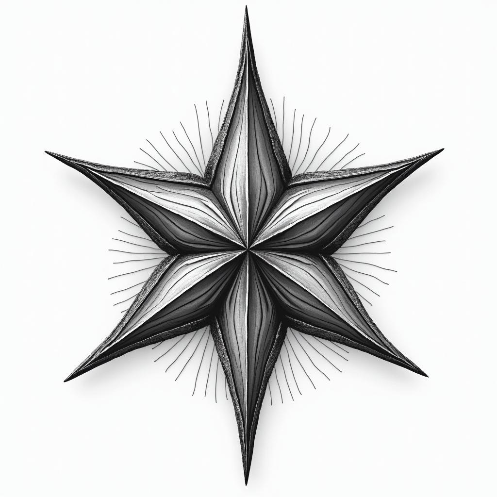 Wave star pure lifehigly detailed tattoo - Variation 3