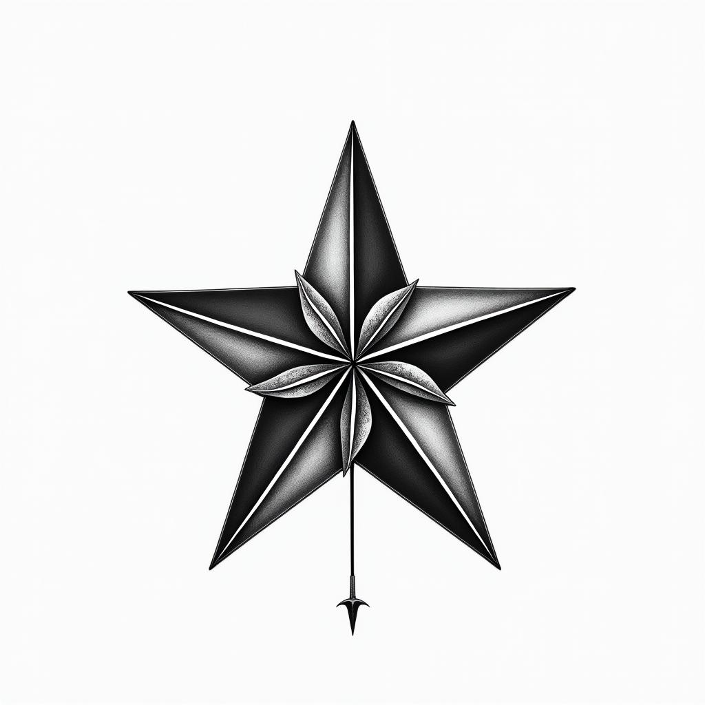 Wave star pure lifehigly detailed tattoo