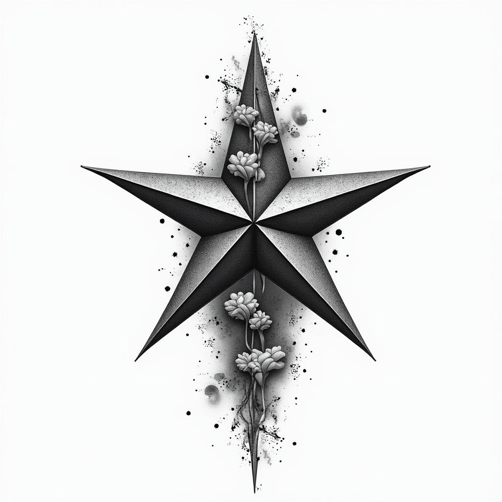 Wave star pure lifehigly detailed tattoo - Variation 2