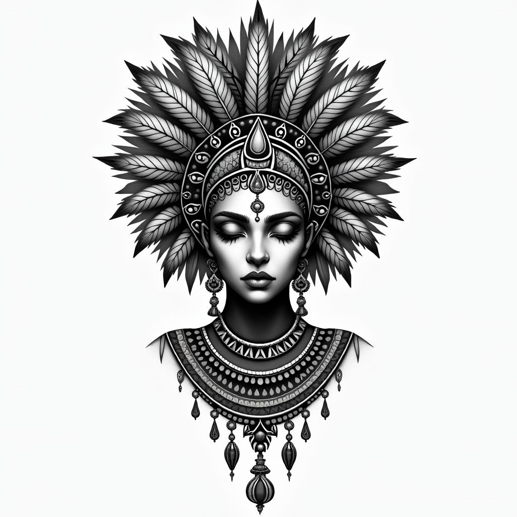 African art native American art esoteric metaphysicalin bohemian style tattoo, 8k - Variation 4