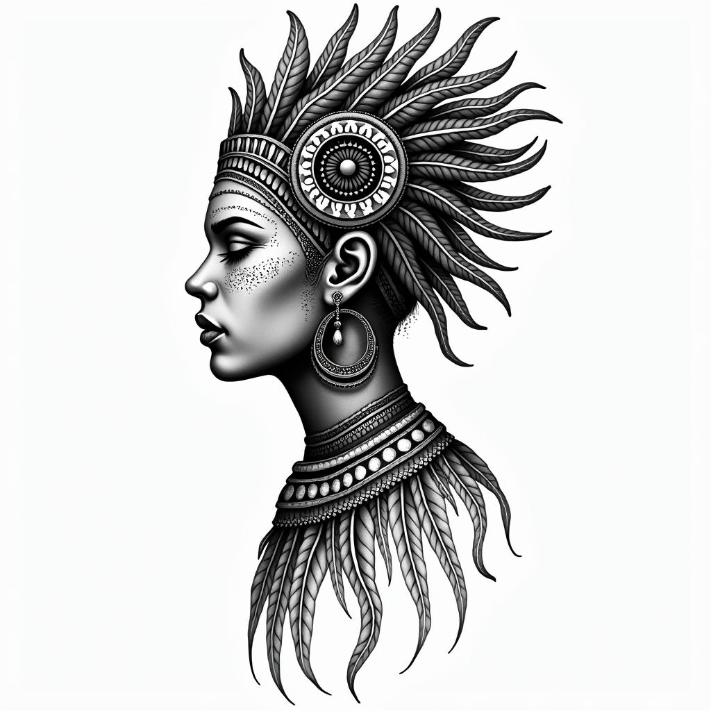African art native American art esoteric metaphysicalin bohemian style tattoo, 8k