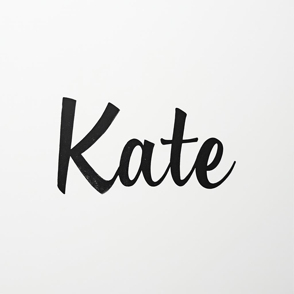 Kateminimalist text-based tattoo, Monospace font ultra-realistic, perfectly placed, high-quality font design, photo-realistic shading, 8k, high quality, finely detailed typograph - Variation 6
