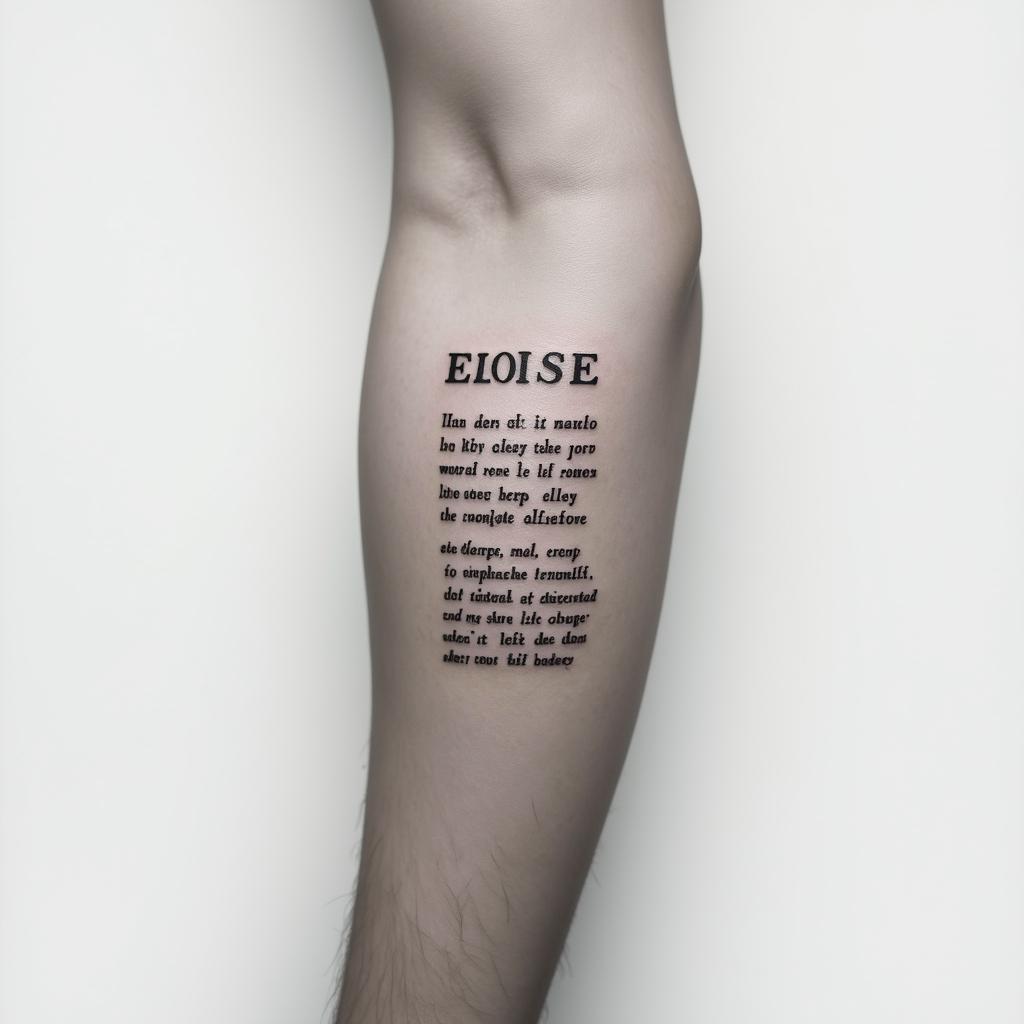 Jade Eloise 02-25-2022, on the male arm.minimalist text-based tattoo, Monospace font ultra-realistic, perfectly placed, high-quality font design, photo-realistic shading, 8k, high quality, finely detailed typograph - Variation 3