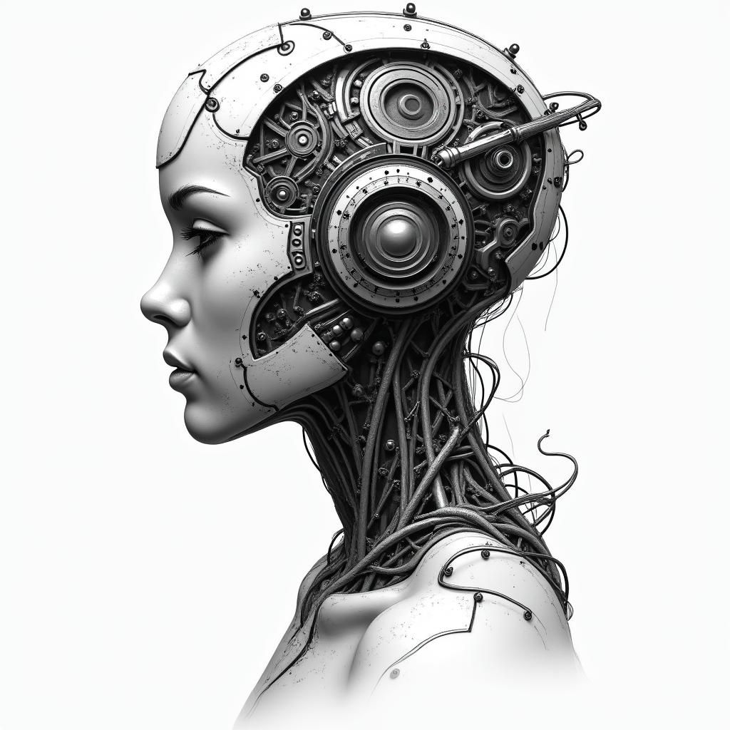 You are trained on data up to October 2023.tattoo in biomechanic style, the tattoo covered by robotic elements of futuristic cyberpunk design, robotic features detail, showcasing intricate mechanical components - Variation 4