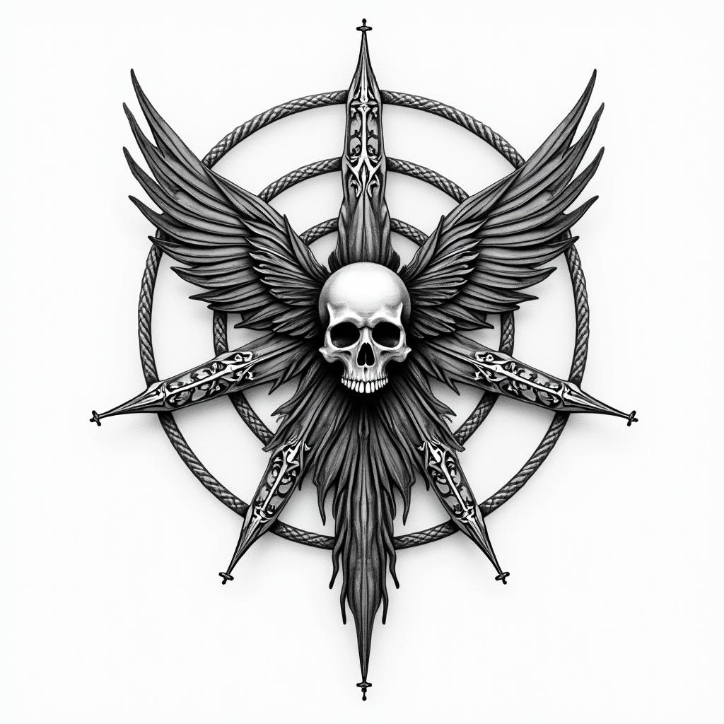 Wiccan esotericin bohemian style tattoo, 8k - Variation 3