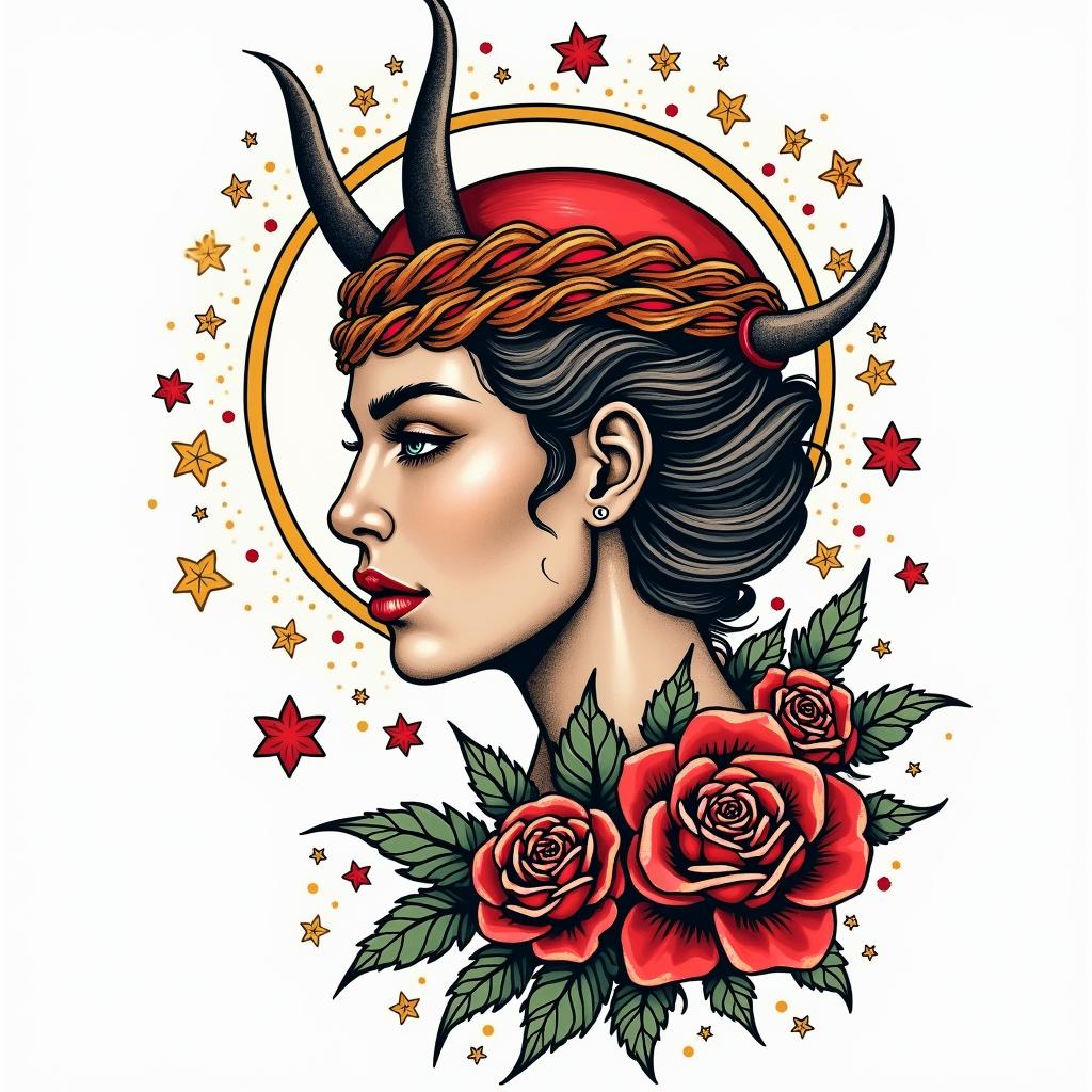 Travis, Sagittarius, Suffolk VAin pop art style tattoo, featuring bold and vibrant colors, exaggerated outlines, iconic imagery, inspired by comic books and speech bubbles, comic book characters, retro pop culture - Variation 3